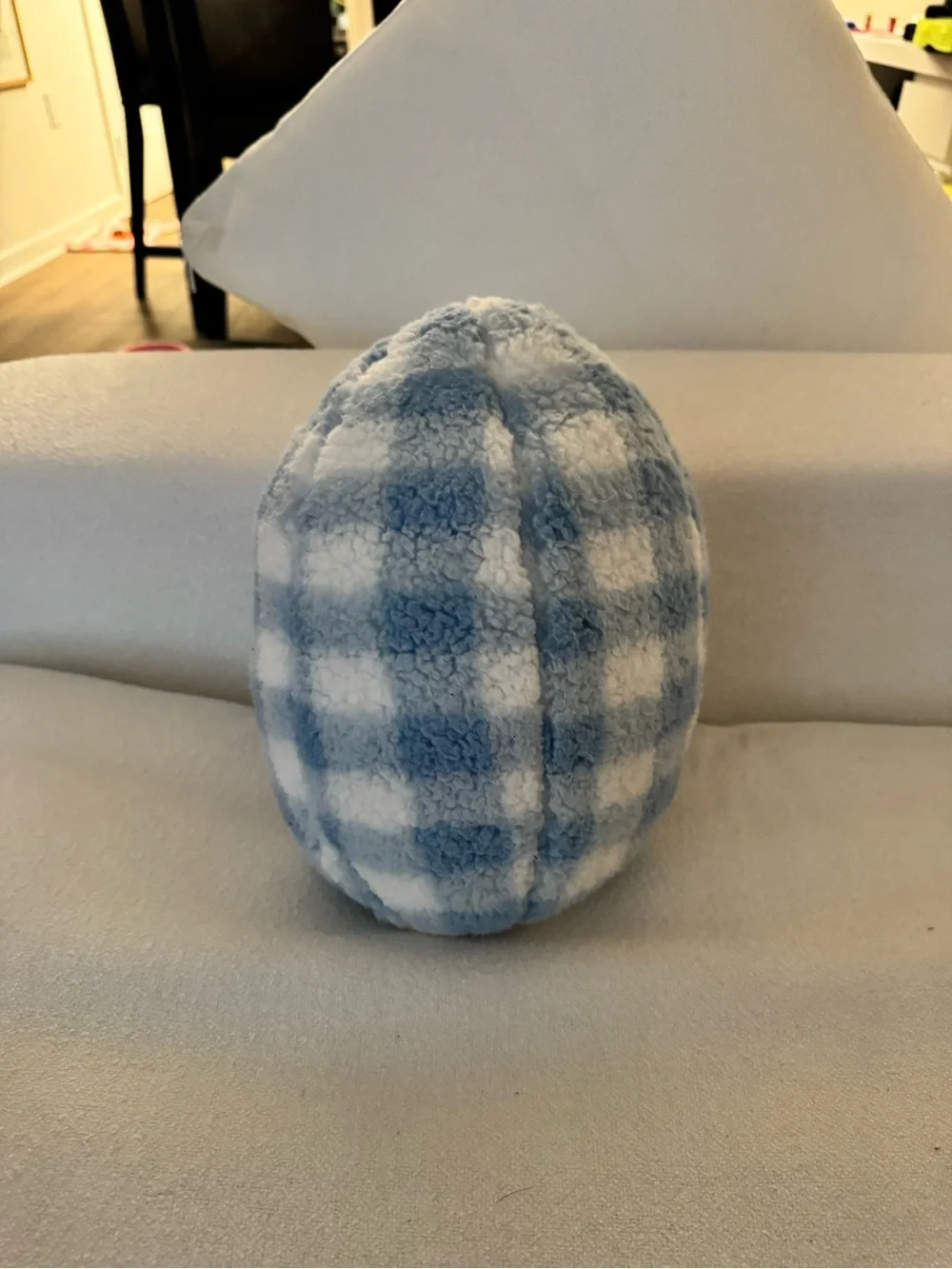 Target Blue and White Plaid Plush Easter Egg Pillow